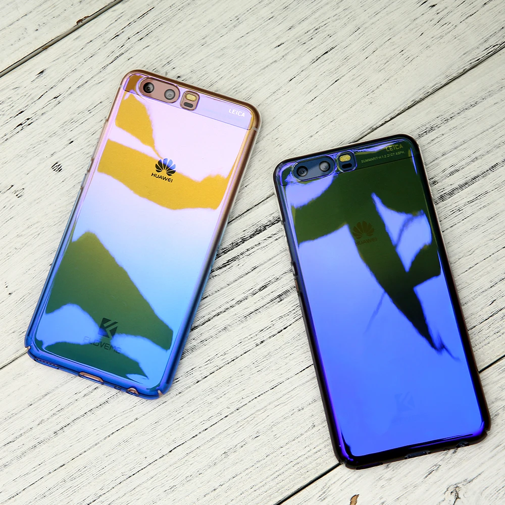 Floveme для Huawei P10 случае Роскошные градиент Аврора Blue Ray Жесткий PC Пластик