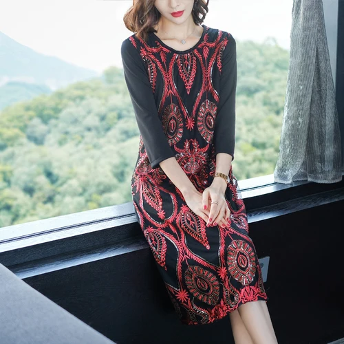 Китайское платье с вышивкой для женщин Весна офисные женские туфли vestido de festa