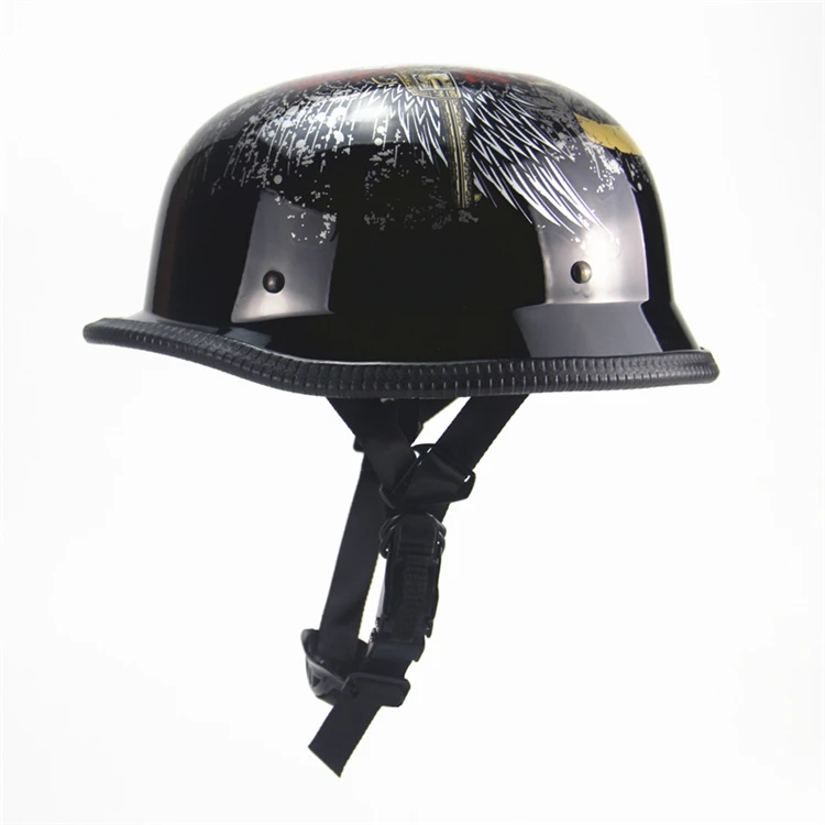 light black Полулицевой винтажный mtb велосипедный шлем Ретро немецкий каск Чоппер мото скутер шлем Защита головы снаряжение точка Утверждено - Цвет: light black