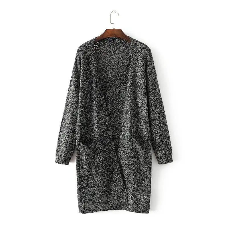 Slim Fit Knitted Sweaters Long Cardigan Women Autumn Winter Back Hollow Out Oversized Sweater With Big Pockets |