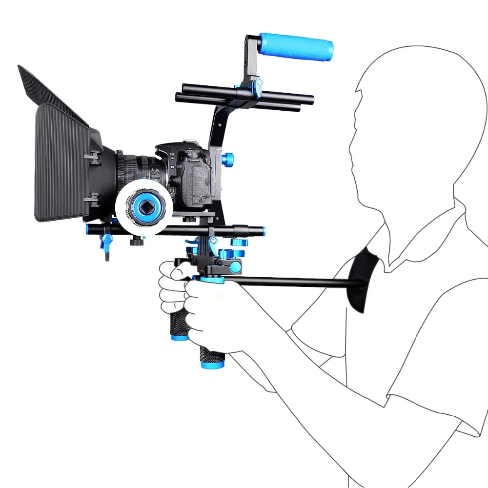 Handheld Shoulder mount DSLR Video Camera Stabilizer Movie Film Support Kit with Top Hand Grip+Matte Box+Follow Focus+C Shaped|follow focus|camera