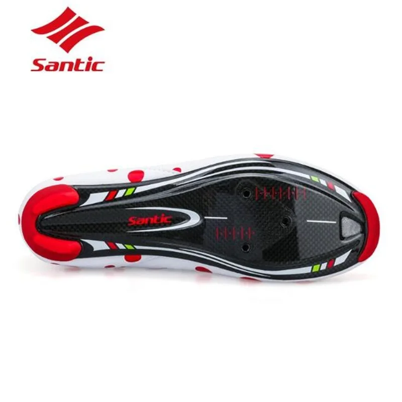 Santic/Обувь для велоспорта, Ультралегкая, углеродное волокно, красная точка, кольцевая, самоблокирующаяся, Спортивная, велосипедная обувь, Sapatilha Ciclismo