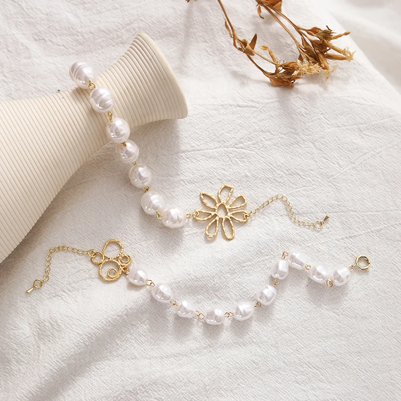 AOMU 2019 новые браслеты в стиле бохо с искусственным жемчугом и металлическими