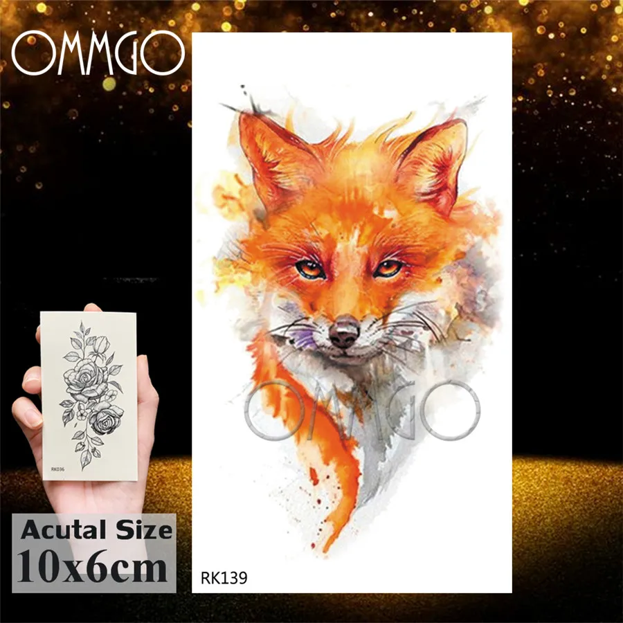 Временные татуировки OMMGO Tribal Fox Wolf для женщин и мужчин поддельные на заказ тотем
