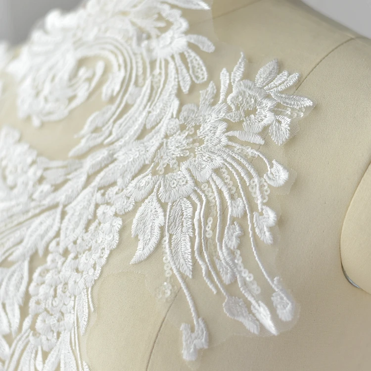 1 шт. большие роскошные цветы расшитые бисером вышивка кружевные аппликации для