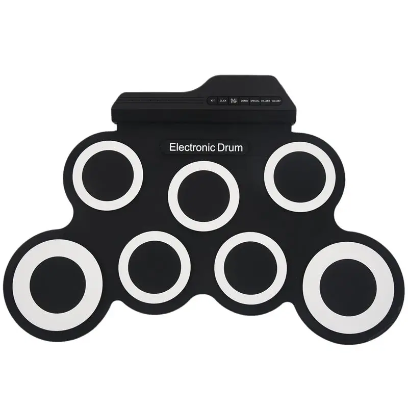 

Electronic Drum Set /7 Electronic Drum /7 Tone /8 Demo Song/ 7 Drum Pads Metronome Function /External Instrument Input Availab