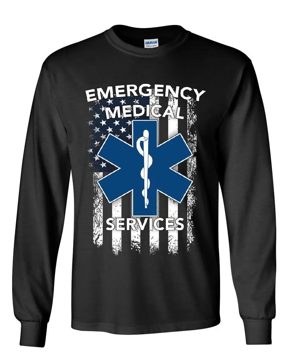 Футболка с длинными рукавами EMT Star of Life футболка флагом США|Мужские футболки| |