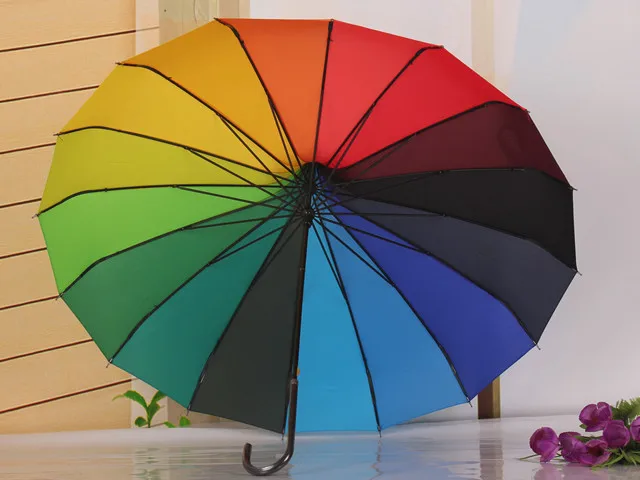 Новый Дождевой Зонт с Длинной Ручкой, Радужный, Для Дождя и Солнца, Цветастый Пагодовый Зонт - Фотоаксессуар Подарок Принцессе.