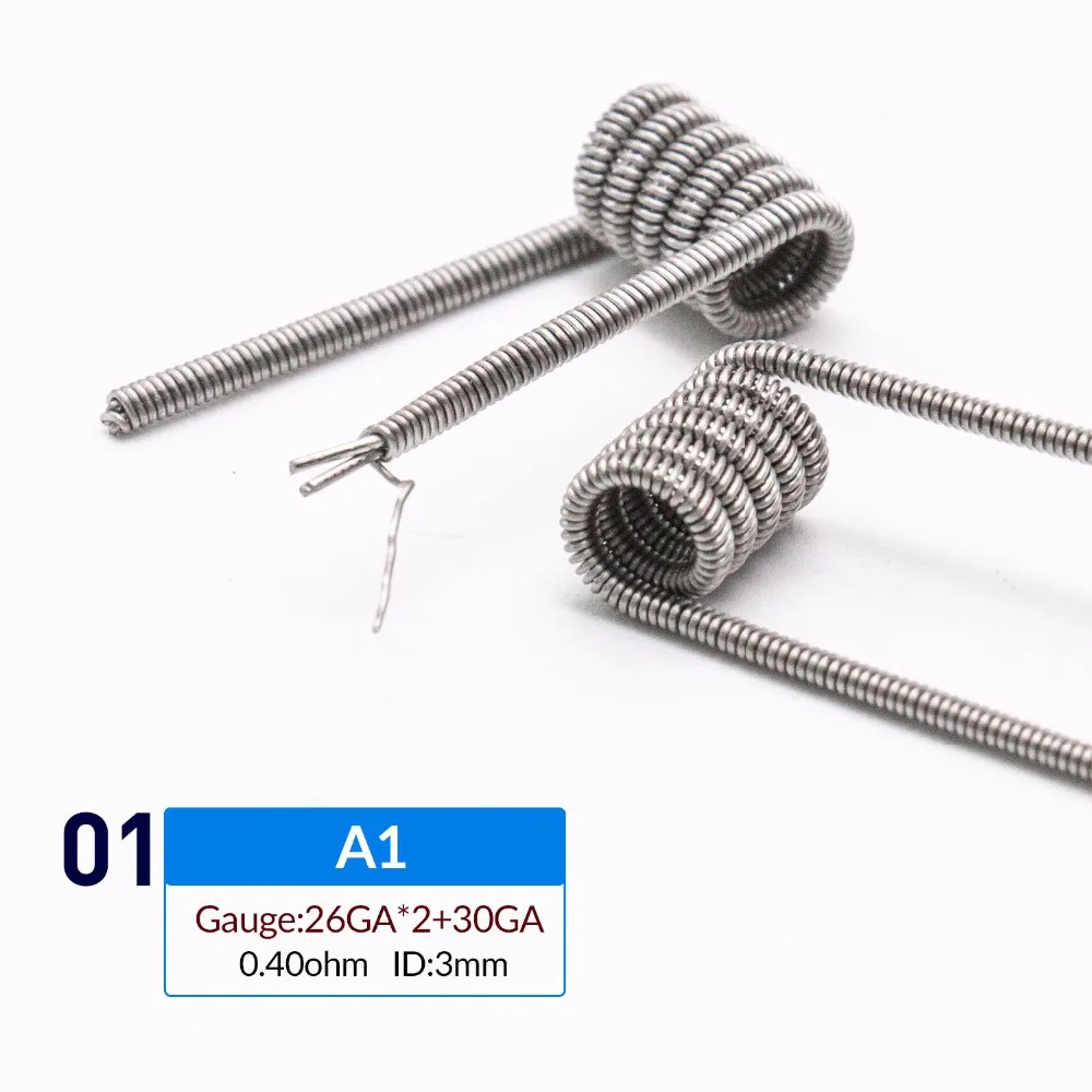 50 шт. катушки Volcanee A1 NI80 SS316L Alien Fused Clapton готовая катушка нихромовая для электронной