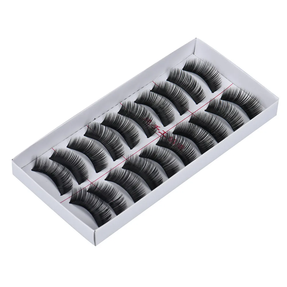 10 пар ручная работа черные длинные толстые крест красота макияж накладные