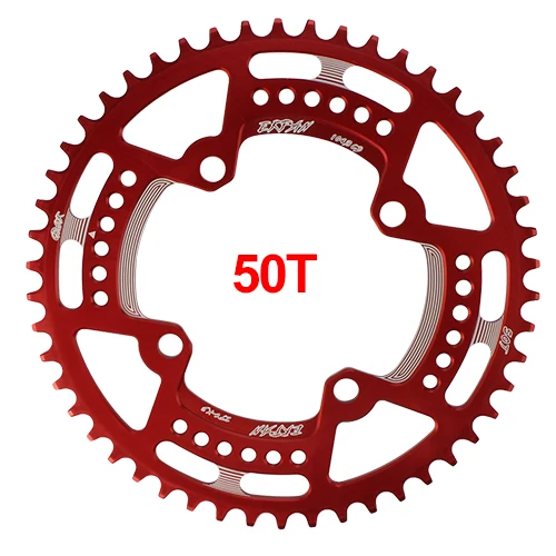 50T Round Red EKFan 38 T/40 T/42 T/44 T/46 T/48 T/50 T/52 T узкая широкая круглая ведущая звездочка велосипеда 104BCD цепь 7075-T6 MTB велосипед круг шатунная пластина - Цвет: 50T Round Red