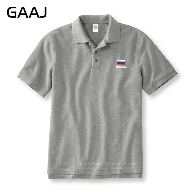 Grey GAAJ Словения флаг рубашки поло мужские и женские унисекс летние модные мужские поло брендовая одежда высокого качества повседневные мужские#58KP4 - Цвет: Grey