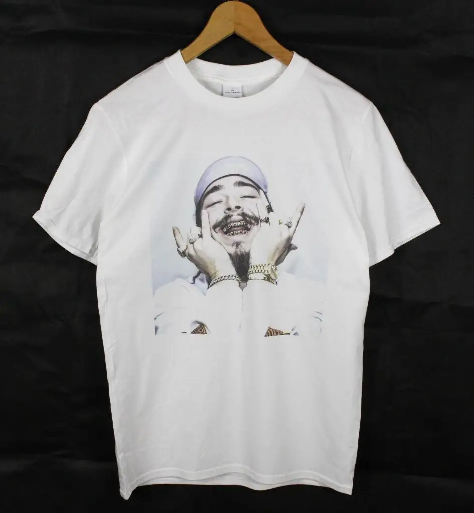 Post Malone White T-Shirt S-XXXL Hiphop rap stoney Iverson lil uzi quavo harajuku Summer 2018 tshirt Short Print t shirt | Мужская