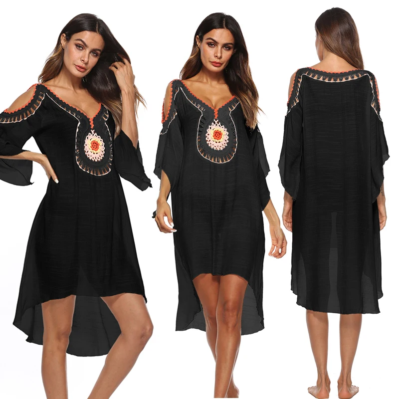 Пляжное бикини с цветочным принтом Frauen Urlaub Boho Langes Kleid Sommerkleid