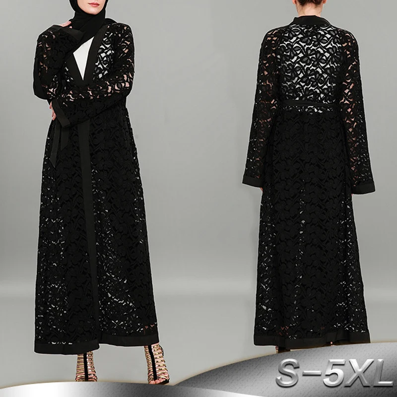 Женское длинное черное кружевное платье макси-кимоно кардиган Roupa большие