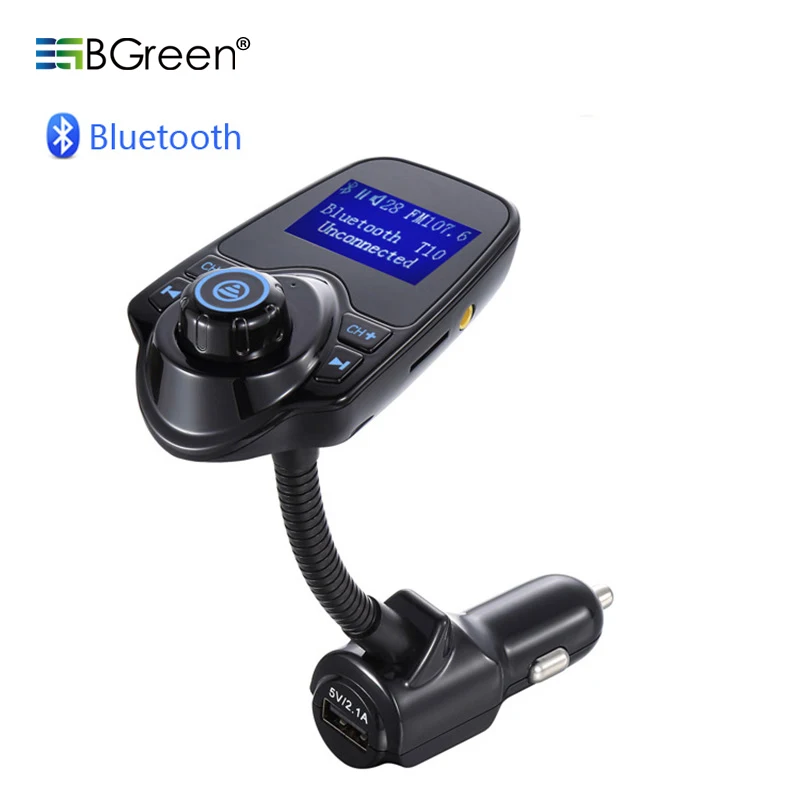Автомобильный Bluetooth адаптер BGreen с FM радио поддержкой TF карты Micro SD USB зарядкой и ЖК