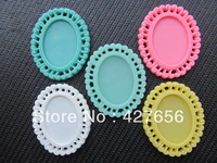 10pcs oval flatback 5 colors resin frame charm findingfiligree border base setting trayfor 18x24mm picturecabochon cameo