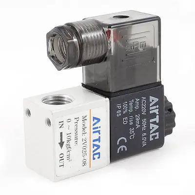 2V025 08 1/4 &quotBSP DC12V/24V AC24V/36V/110V/220V/380V 2 позиционный Пневматический электромагнитный