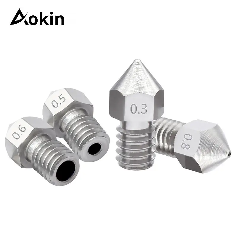 

5Pcs/lot 3D Printer MK8 V5 V6 stainless steel M6 Nozzle 0.2/0.3/0.4/0.5/0.6/0.8mm Extruder Print Head For 1.75mm 3.0mm Fliament