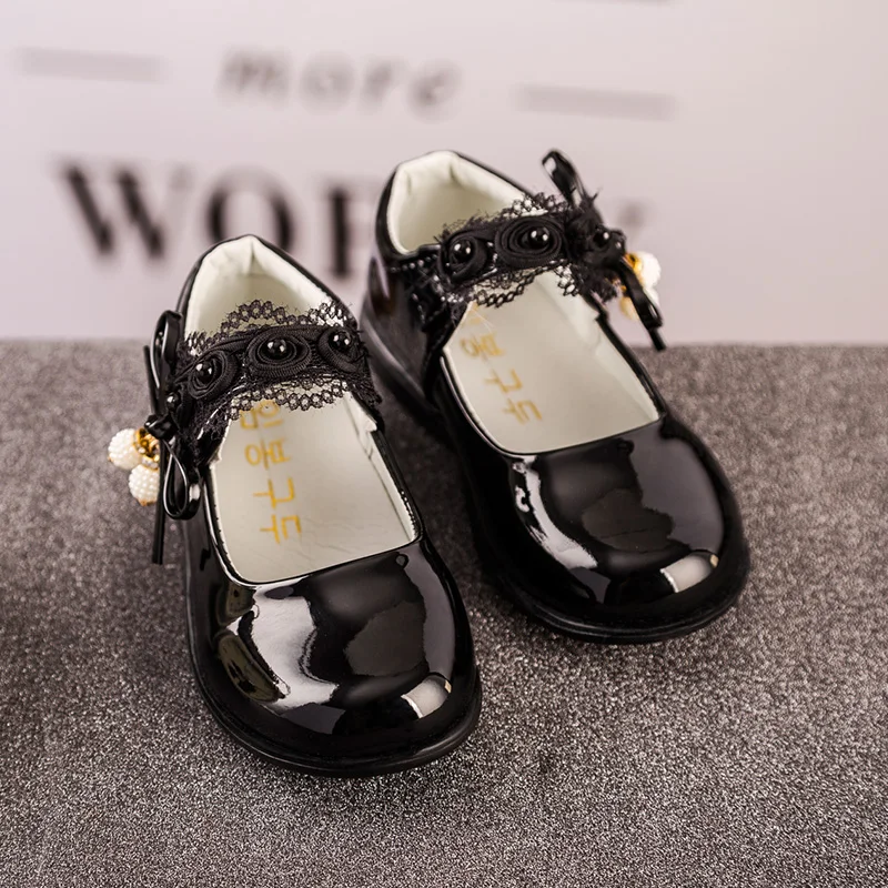 

JY Girls shoes children's girl performance PU shoes princess lace pearl &Rhinestone dance shoes 21-37 W-15 TB03