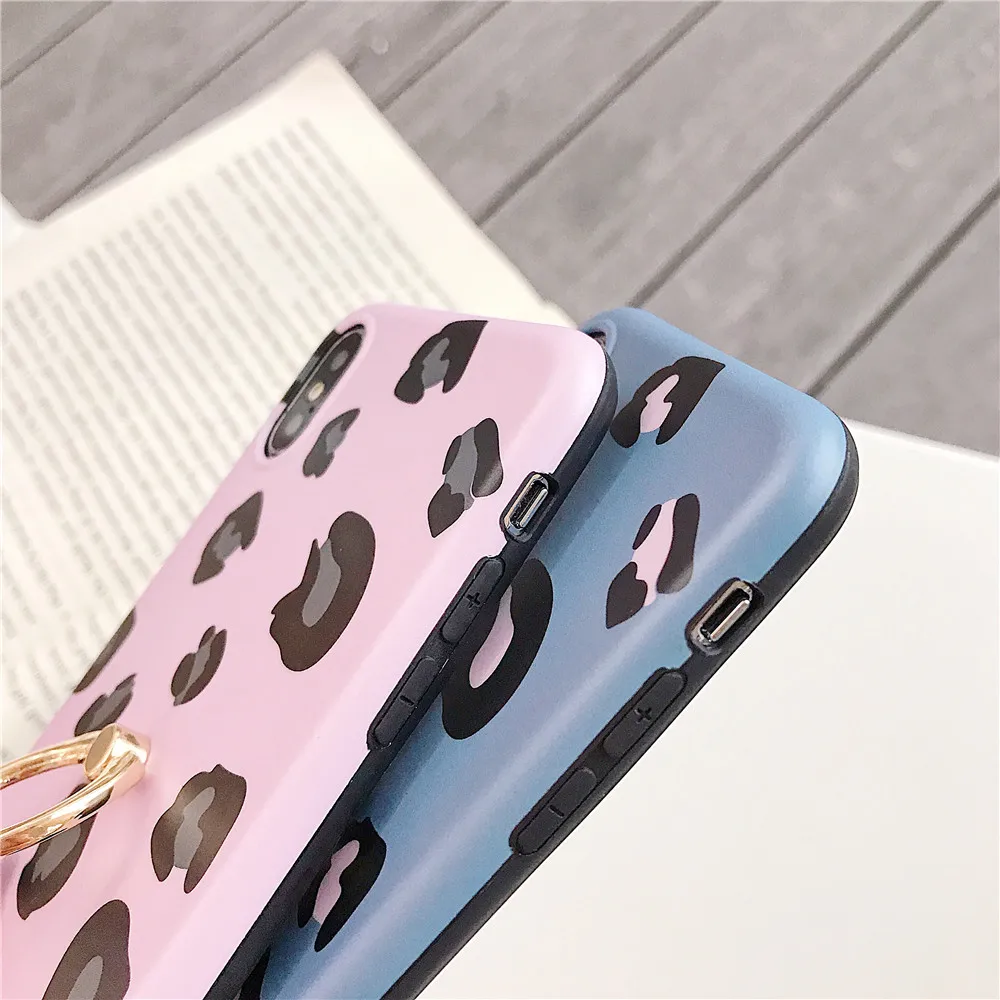 Популярное кольцо чехол с леопардовым принтом для iphone 8 7 6S Plus роскошные мягкие
