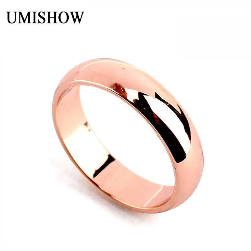 Простые круглые мужские кольца женские Розовое золото Цвет Свадебные Кольца для