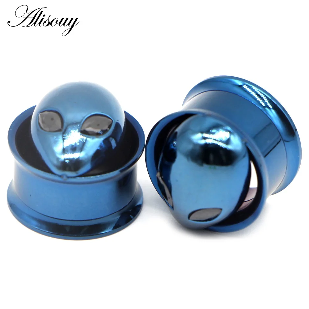 849c Blue Alisouy 2 шт. Сталь красочный анодированный внутренняя нить штанга Ушная, винтовая вставка для туннелей тоннели для ушей расширитель для тоннелей - Окраска металла: 849c Blue