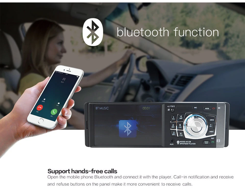 LTB FM 4,1 дюймов 1 Din MP3 плейер автомобиля автомагнитола аудио стерео 4012B USB SD AUX FM Bluetooth магнитола станции заднего вида камера Дистанционное управление