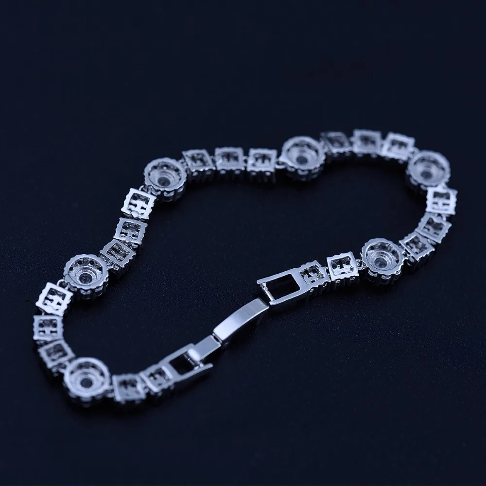 LUOTEEMI Brand Luxury Round High Quality AAA Cubic Zircon Link Chain Charming Bracelet for Women Wedding Bangle Jewelry Gifts | Украшения и