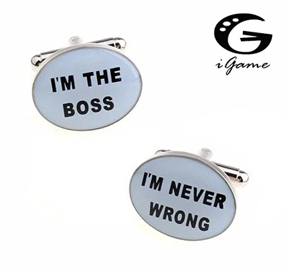 IGame I'm The запонки с надписью Boss медный материал белого цвета новинка я владелец