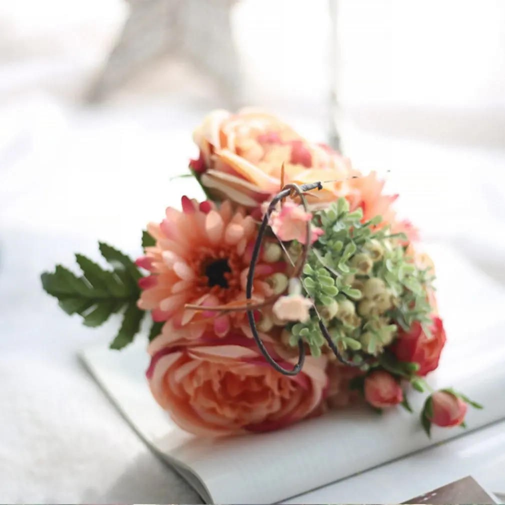 Творческие Искусственные цветы герберы розы Букет бриал цветок Моделирование