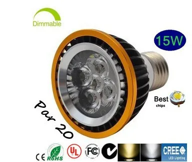 

Beautiful E27/GU10/E14/B22/MR16 Par20 5x3w 15w 5-CREE LEDS par 20 led lamp Spotlight 85V-265V Led Bulbs Lighting Warm/Cool/White