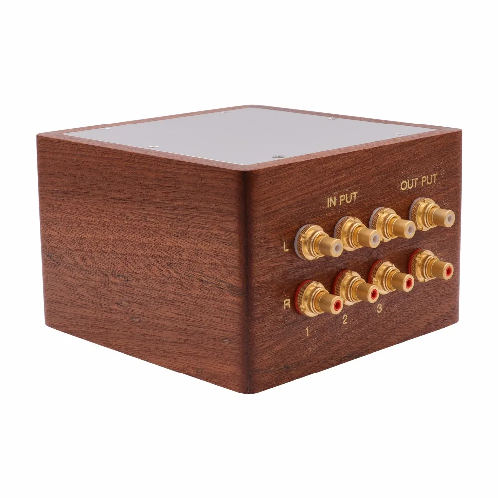 3 способа Hifi аудио источники сигнала селектор Changer Switcher твердой древесины шасси 24 К Позолоченные RCA домкраты WBT припоя тефлоновый провод