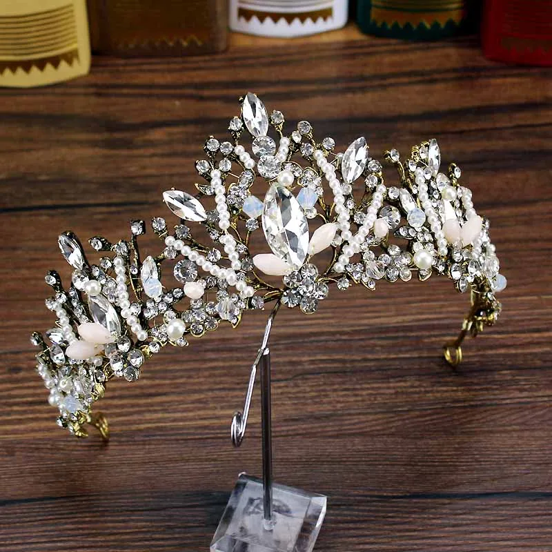 luxury tiara crowm Барокко Vinatge роскошные свадебные аксессуары для волос черный и серый кристалл Корона стразы день рождения Тиара повязка на голову для свадебной вечеринки - Окраска металла: luxury tiara crowm