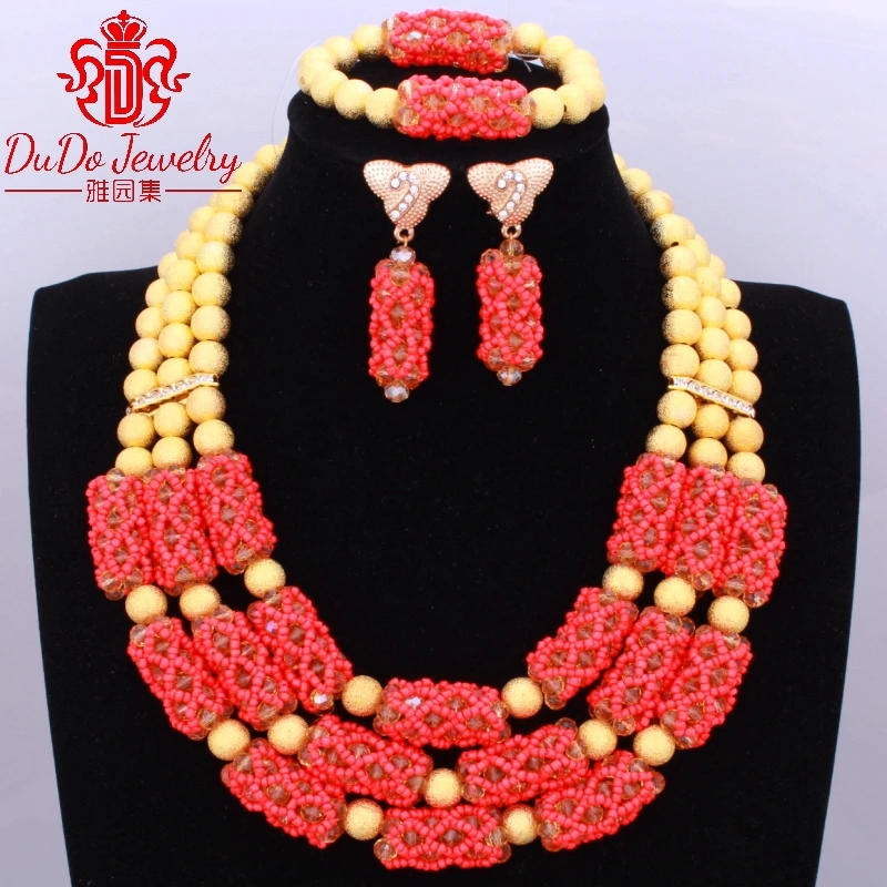 2017 Splendid смешивания разноцветными шариками африканских Ювелирные наборы 3 слоя в