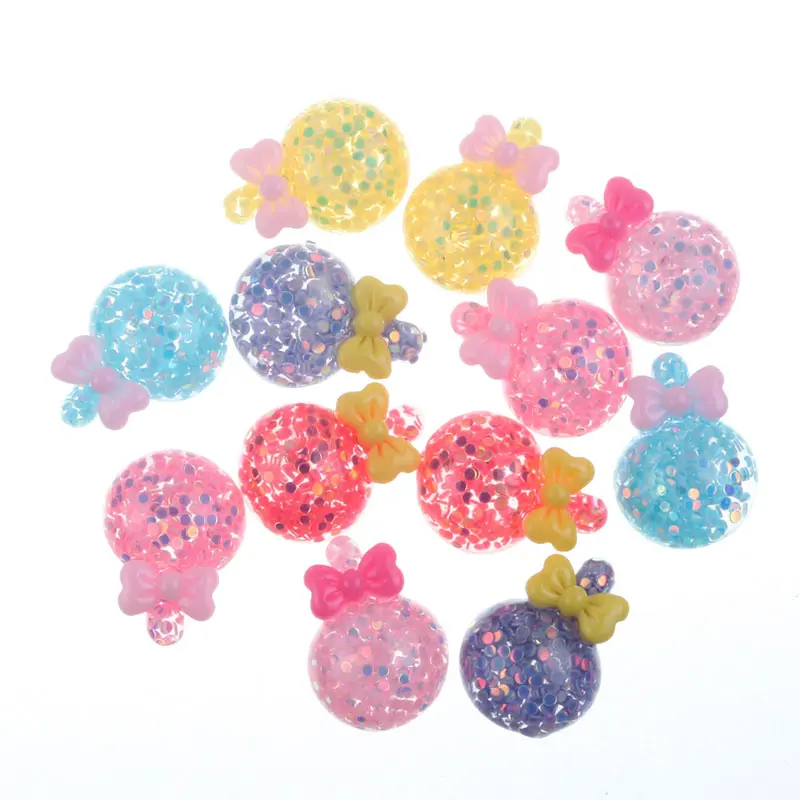

50pcs Clear Colorful Resin Lollipop Decoration Crafts Flatback Cabochon Embellishments For Scrapbooking Diy Accessories