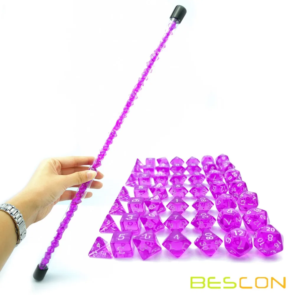 Bescon 49 шт драгоценный камень Фиолетовый Мини многогранные кости набор в длинной трубке, драгоценный камень мини Подземелья и Драконы РПГ кости 7X7 шт, набор с длинной палкой
