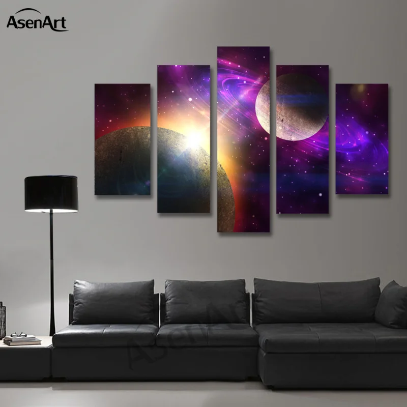 5 панельных картин фантастическая звезда космическое пространство Современная