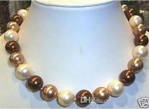 

12mm Multicolor South Sea Shell Pearl necklace AAA 18 inches k04>>> free shipping