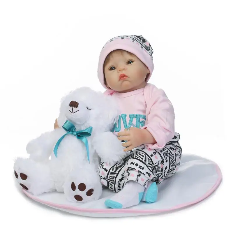 Npk dolls Bebes reborn 22 "55 см силиконовые куклы для новорожденных девочек с белым