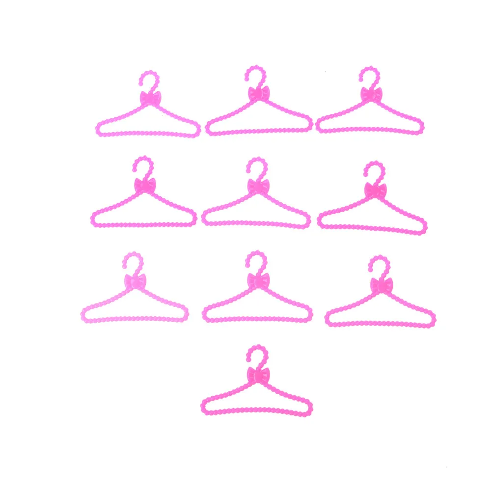 

10Pcs/Lot Cute Mini Hangers Holders Dress Clothes Wardrobe Accessories for Barbie Doll Ken Dollhouse Furniture Pink gift girl