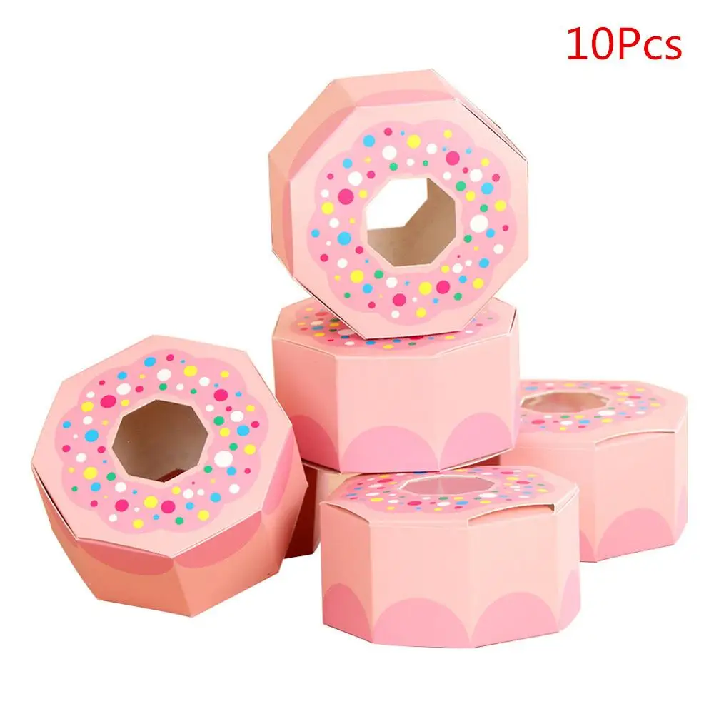 PNK Donut Теплая Коробка для конфет на свадьбу, день рождения, Подарочная коробка, бумажный пакет, упаковка для детских конфет для душа, коробка для конфет, подарок для гостей на день рождения, украшение для детей - Цвет: PNK Donut