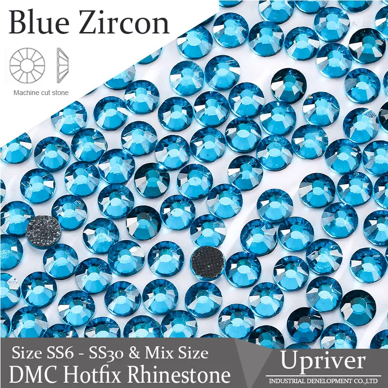 

Flatback High Quality Machine Cut Blue zircon SS6 SS10 SS16 SS20 SS30 Hotfix Rhinestones
