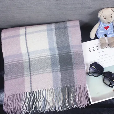 7 color Blanket Tartan scarf Acrylic women 2017 New winter Cashmere Plaid woman lady beautiful desigual warm purple Scarf | Аксессуары
