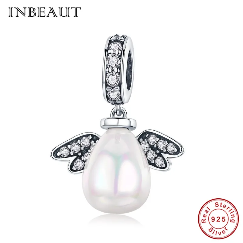sc1063-1 INBEAUT 925 пробы Серебряная Классическая безопасная цепочка с ромашками Синий Циркон звезда гитара Роза Шарм Подходит для Пандора Браслет - Окраска металла: sc1063-1