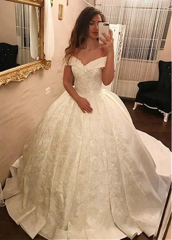 Мусульманские свадебные платья с открытыми плечами Vestido De Noiva бальное платье v