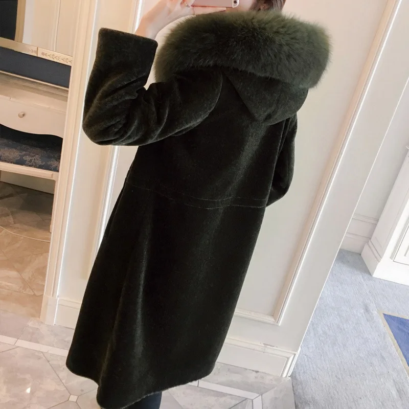 2018 new style cashmere coat OL overcoat winter Leanthin real fox fur warm and slim women | Женская одежда
