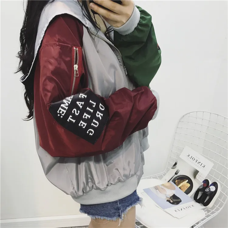 Куртки женские Harajuku в Корейском стиле свободные трендовые Лоскутные женские s одежда Высокое качество универсальные повседневные молнии шикарные Весенние Новые