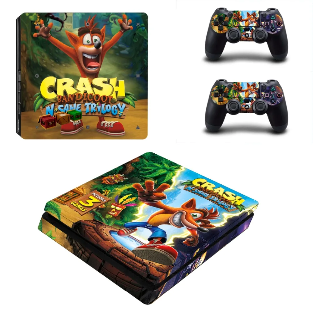 Аварии бандикут N Sane Trilogy PS4 тонкая кожа Стикеры для sony Игровые приставки 4 консоль и контроллеры наклейка PS4 тонкий Стикеры винил