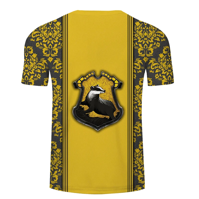 Мужская футболка Hufflepuff с 3D принтом из фильма, Мужская футболка, повседневная Летняя мужская футболка с коротким рукавом, брендовая мужская футболка с круглым вырезом и изображением медведя из мультфильма «зверотоп»